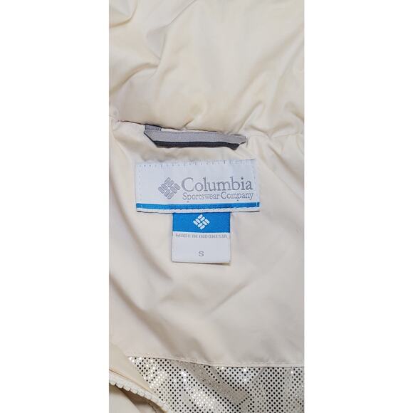 Columbia Omni-Heat Sz S Heavenly Long Puffer Jacket Womens Beige Jacket Winter 4 - Picture 6 of 11